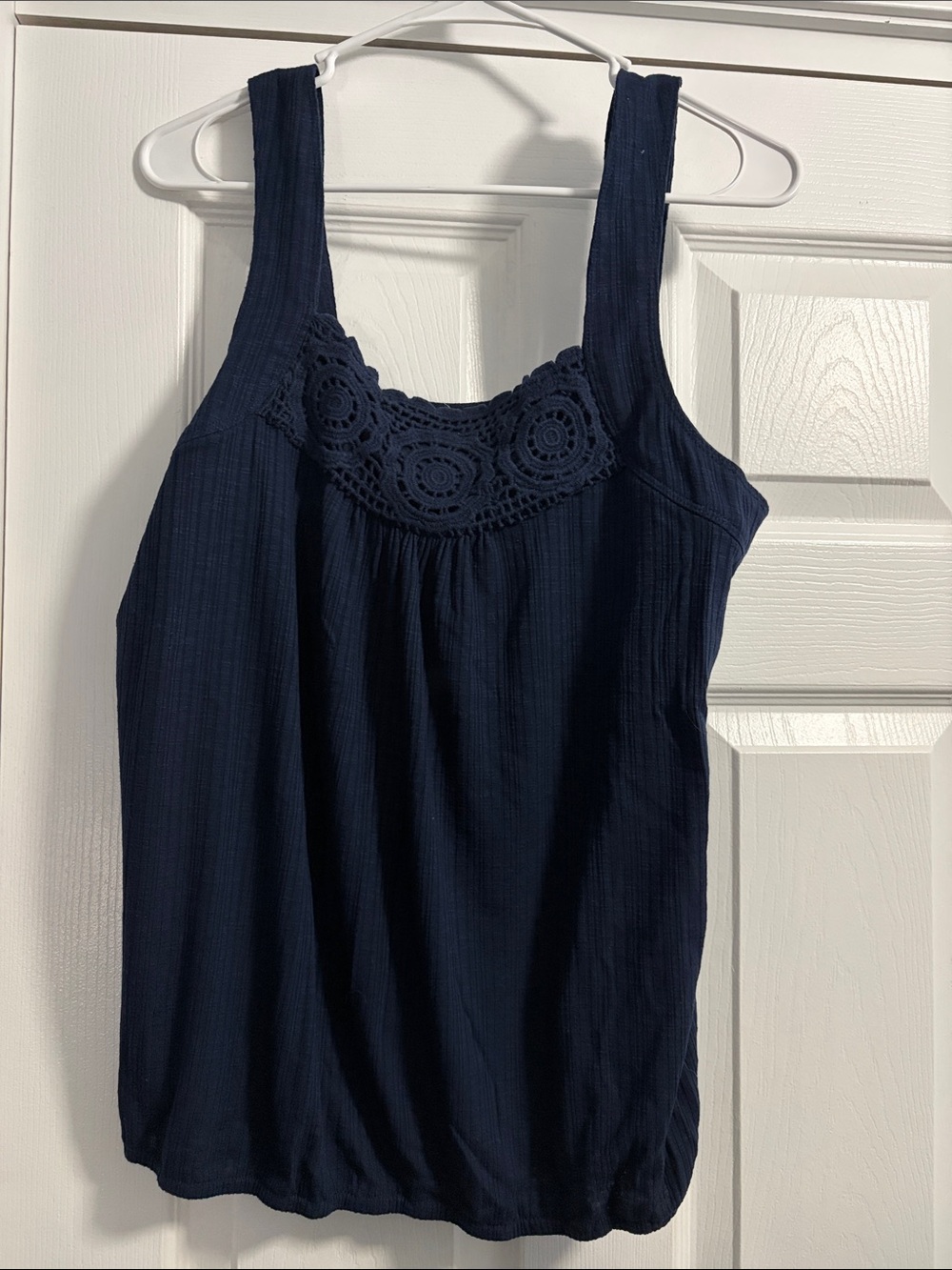 Maurices Navy Crochet-Detail Tank Top